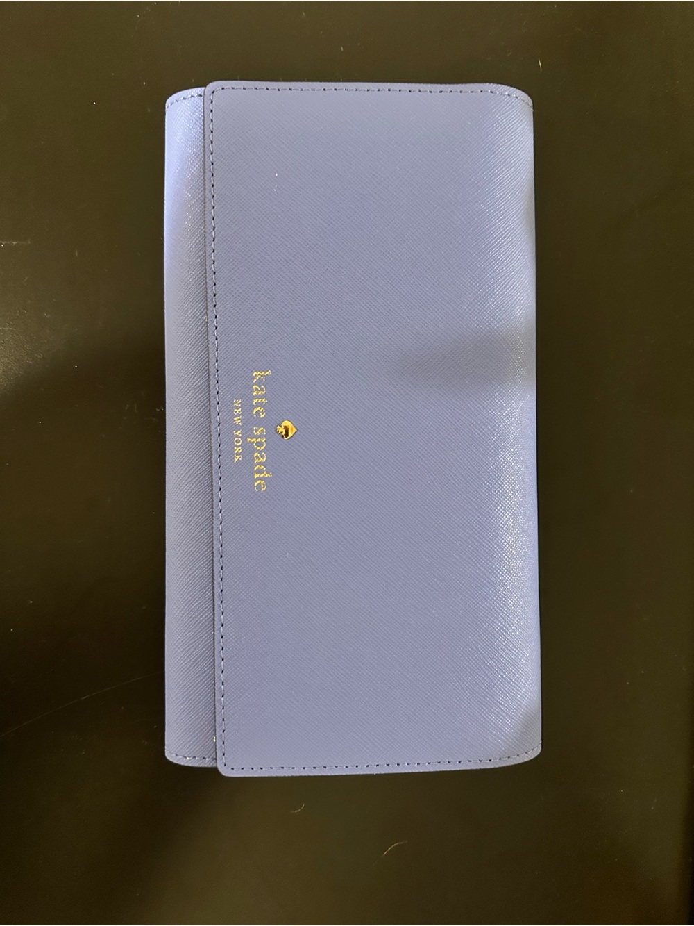 Kate Spade Blue Saffiano Trifold Large Leather Wallet